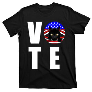 Childless Cat Ladies Vote 2024 Retro American Flag Stars T-Shirt