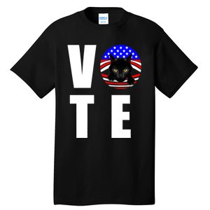 Childless Cat Ladies Vote 2024 Retro American Flag Stars Tall T-Shirt