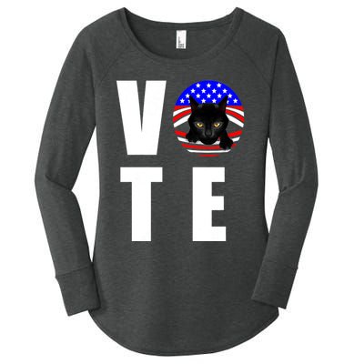 Childless Cat Ladies Vote 2024 Retro American Flag Stars Women's Perfect Tri Tunic Long Sleeve Shirt