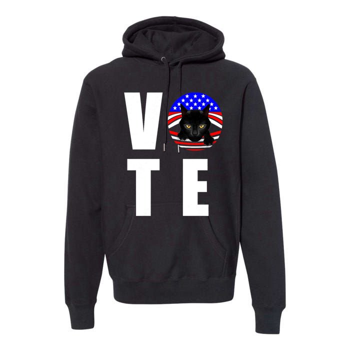 Childless Cat Ladies Vote 2024 Retro American Flag Stars Premium Hoodie