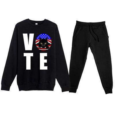 Childless Cat Ladies Vote 2024 Retro American Flag Stars Premium Crewneck Sweatsuit Set