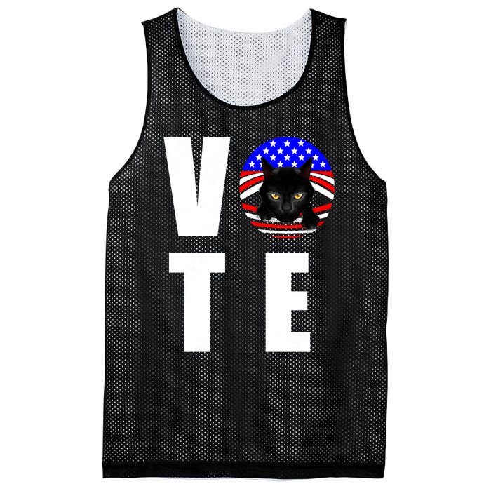 Childless Cat Ladies Vote 2024 Retro American Flag Stars Mesh Reversible Basketball Jersey Tank