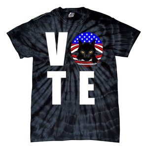 Childless Cat Ladies Vote 2024 Retro American Flag Stars Tie-Dye T-Shirt