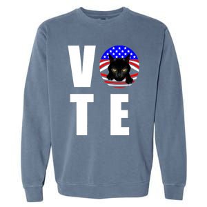 Childless Cat Ladies Vote 2024 Retro American Flag Stars Garment-Dyed Sweatshirt