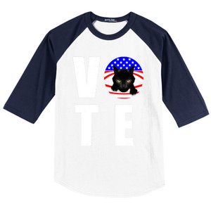 Childless Cat Ladies Vote 2024 Retro American Flag Stars Baseball Sleeve Shirt