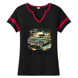 Chicano Culture Lowriders Classic Mi Vida Loca Lowrider Ladies Halftime Notch Neck Tee