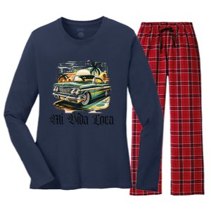 Chicano Culture Lowriders Classic Mi Vida Loca Lowrider Women's Long Sleeve Flannel Pajama Set 