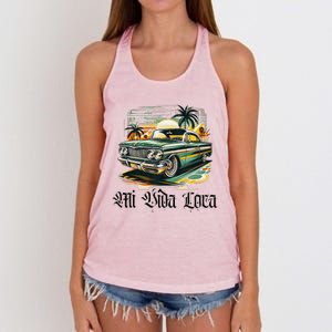 Chicano Culture Lowriders Classic Mi Vida Loca Lowrider Women's Knotted Racerback Tank