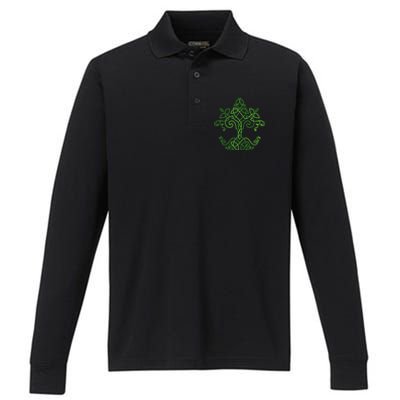 celtic Clover Leaf Party Saint Shenanigan Clover Irishman Performance Long Sleeve Polo