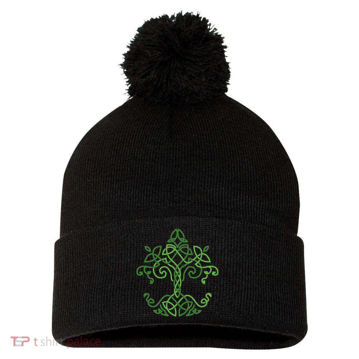 celtic Clover Leaf Party Saint Shenanigan Clover Irishman Pom Pom 12in Knit Beanie
