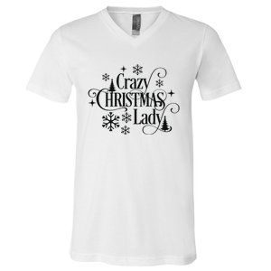 Crazy Christmas Lady V-Neck T-Shirt