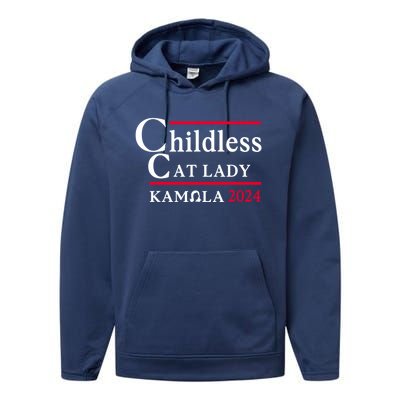 Childless Cat Ladies For Kamala 2024 Performance Fleece Hoodie