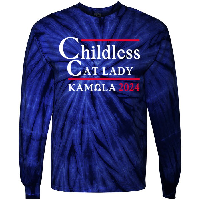 Childless Cat Ladies For Kamala 2024 Tie-Dye Long Sleeve Shirt