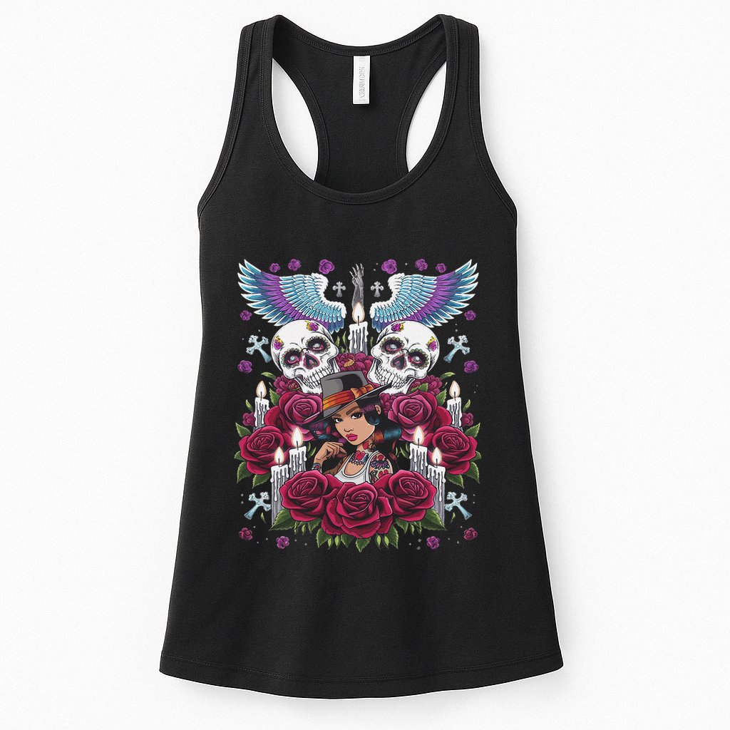Chicano Chicana La Raza Barrio Tattoo Art Death Womens Tank Top