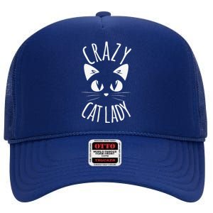 CRAZY CAT LADY Funny Fur Mom Mother's Day Christmas Birthday High Crown Mesh Back Trucker Hat