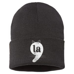 Cat Comma La Kamala Harris For President 2024 Election Sustainable Knit Beanie