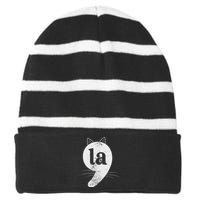 Cat Comma La Kamala Harris For President 2024 Election Striped Beanie with Solid Band