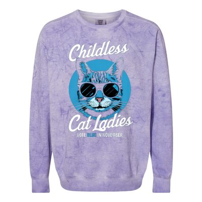 Childless Cat Ladies Vote Blue In November Democrats Liberal Colorblast Crewneck Sweatshirt