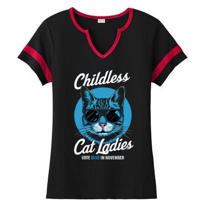 Childless Cat Ladies Vote Blue In November Democrats Liberal Ladies Halftime Notch Neck Tee