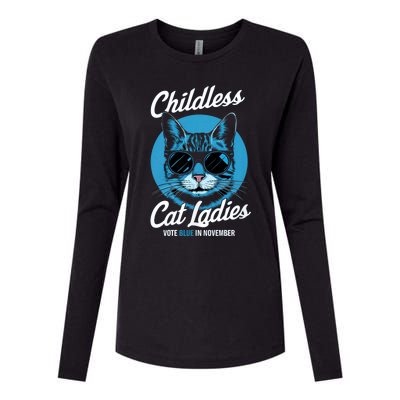 Childless Cat Ladies Vote Blue In November Democrats Liberal Womens Cotton Relaxed Long Sleeve T-Shirt