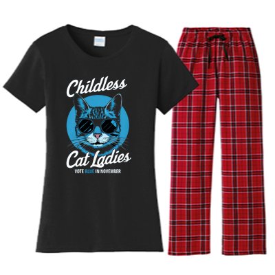 Childless Cat Ladies Vote Blue In November Democrats Liberal Women's Flannel Pajama Set