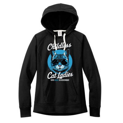 Childless Cat Ladies Vote Blue In November Democrats Liberal Women's Fleece Hoodie