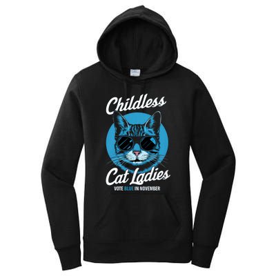 Childless Cat Ladies Vote Blue In November Democrats Liberal Women's Pullover Hoodie