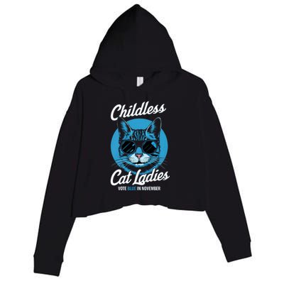 Childless Cat Ladies Vote Blue In November Democrats Liberal Crop Fleece Hoodie