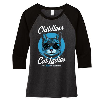 Childless Cat Ladies Vote Blue In November Democrats Liberal Women's Tri-Blend 3/4-Sleeve Raglan Shirt