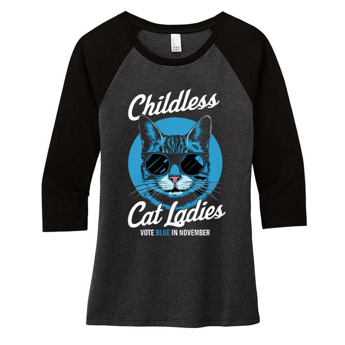 Childless Cat Ladies Vote Blue In November Democrats Liberal Women's Tri-Blend 3/4-Sleeve Raglan Shirt