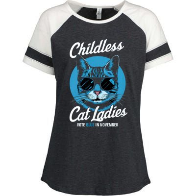 Childless Cat Ladies Vote Blue In November Democrats Liberal Enza Ladies Jersey Colorblock Tee