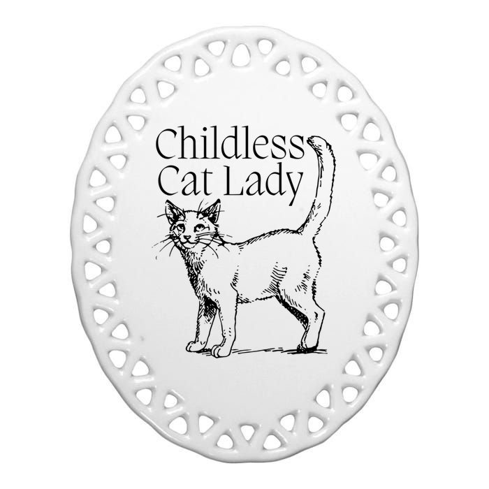 Childless Cat Ladies For Kamala 2024 Ceramic Oval Ornament