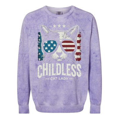 Childless Cat Lady 2024 Colorblast Crewneck Sweatshirt