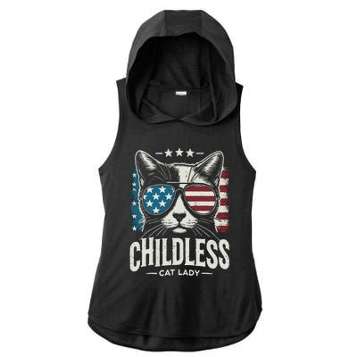 Childless Cat Lady 2024 Ladies PosiCharge Tri-Blend Wicking Draft Hoodie Tank