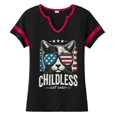 Childless Cat Lady 2024 Ladies Halftime Notch Neck Tee