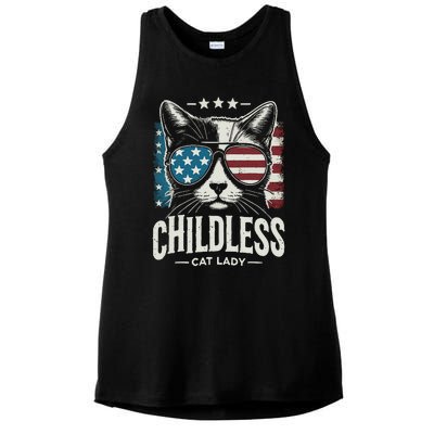 Childless Cat Lady 2024 Ladies PosiCharge Tri-Blend Wicking Tank