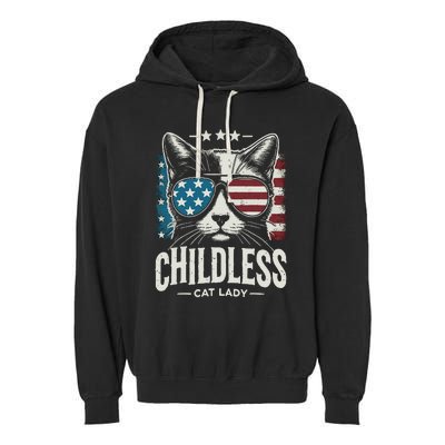 Childless Cat Lady 2024 Garment-Dyed Fleece Hoodie