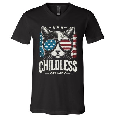 Childless Cat Lady 2024 V-Neck T-Shirt