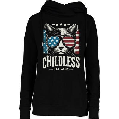 Childless Cat Lady 2024 Womens Funnel Neck Pullover Hood