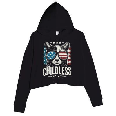 Childless Cat Lady 2024 Crop Fleece Hoodie