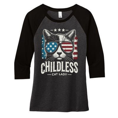 Childless Cat Lady 2024 Women's Tri-Blend 3/4-Sleeve Raglan Shirt