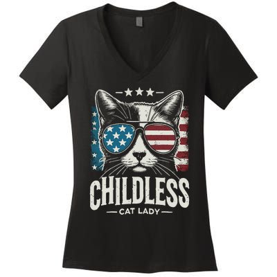 Childless Cat Lady 2024 Women's V-Neck T-Shirt