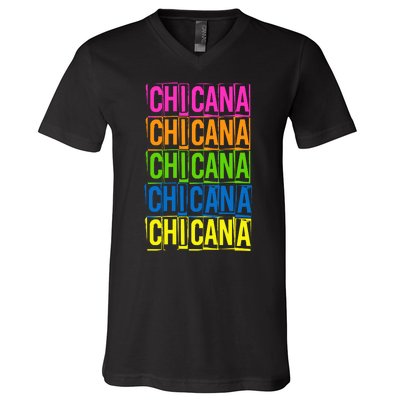 Chicana Colorful Latina V-Neck T-Shirt