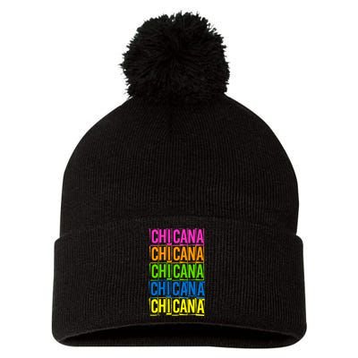 Chicana Colorful Latina Pom Pom 12in Knit Beanie