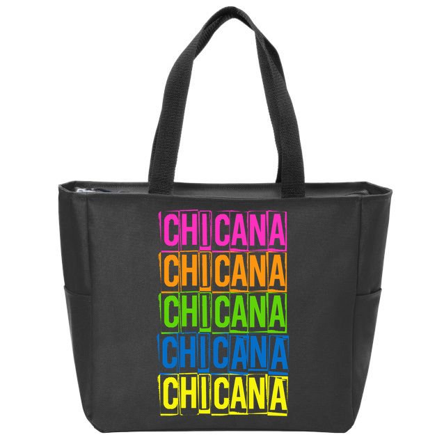 Chicana Colorful Latina Zip Tote Bag