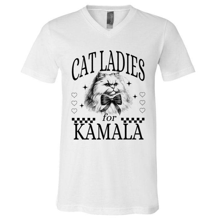 Childless Cat Lady Cat Ladies For Kamala V-Neck T-Shirt