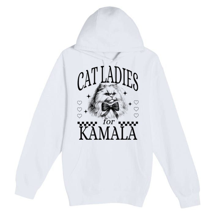 Childless Cat Lady Cat Ladies For Kamala Premium Pullover Hoodie