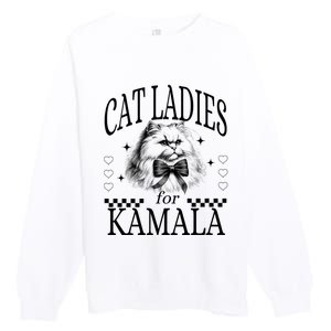 Childless Cat Lady Cat Ladies For Kamala Premium Crewneck Sweatshirt