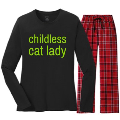 Childless Cat Lady Funny Vote 2024 Women's Long Sleeve Flannel Pajama Set 