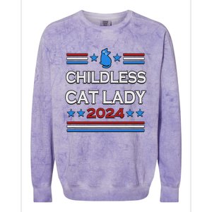 Childless Cat Lady 2024 Colorblast Crewneck Sweatshirt